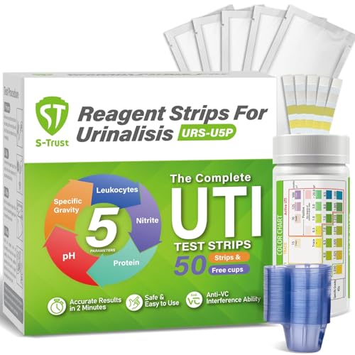 [50 Pack] 5-in-1 UTI Test Strips for Women, Men & Kids – Home Use (50 Cups Included)