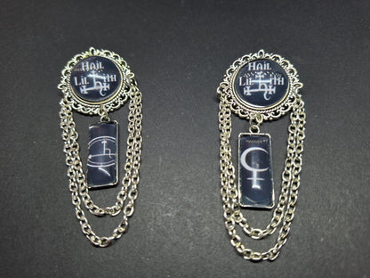 Ornate Satanic "Hail Lilith" Brooch with Sigil ,symbol of Lilith :Occult goth witchy