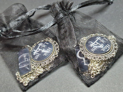 Ornate Satanic "Hail Lilith" Brooch with Sigil ,symbol of Lilith :Occult goth witchy