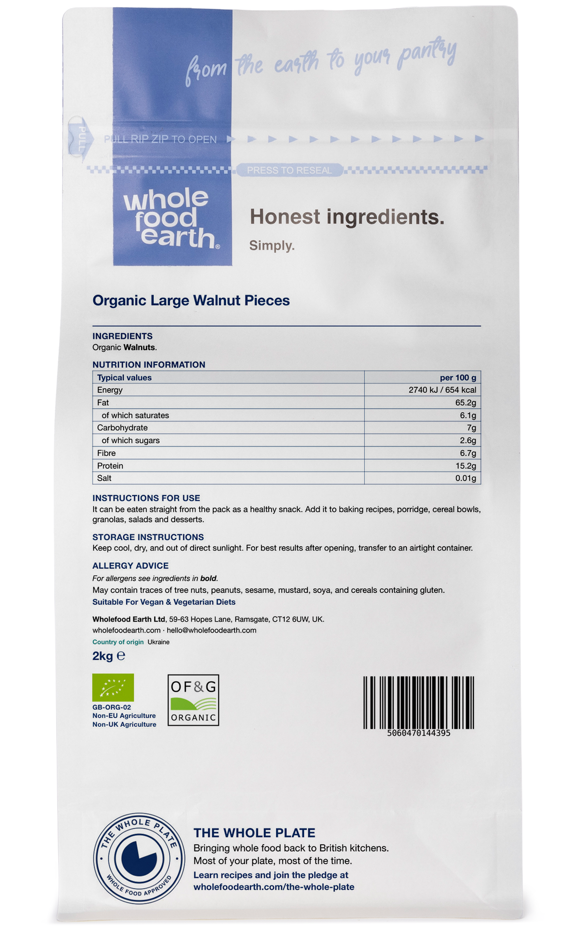 Organic Light Walnuts Pieces