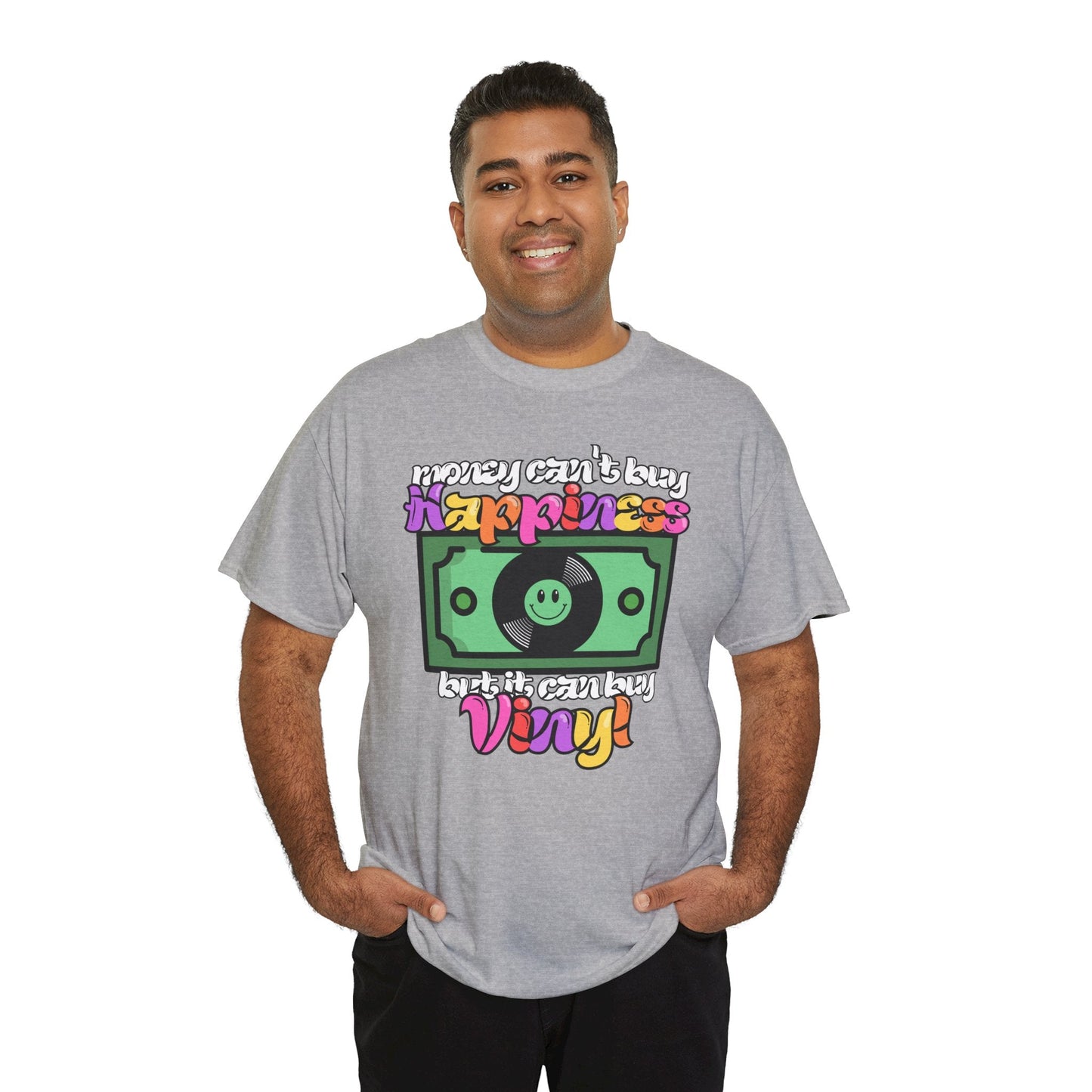 'Money can't buy happiness' Men's Vinyl T-Shirt