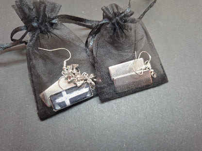 Rectangle earrings,inverted cross with bow or plain: Goth Witchy Occult Witch Pagan Satanic