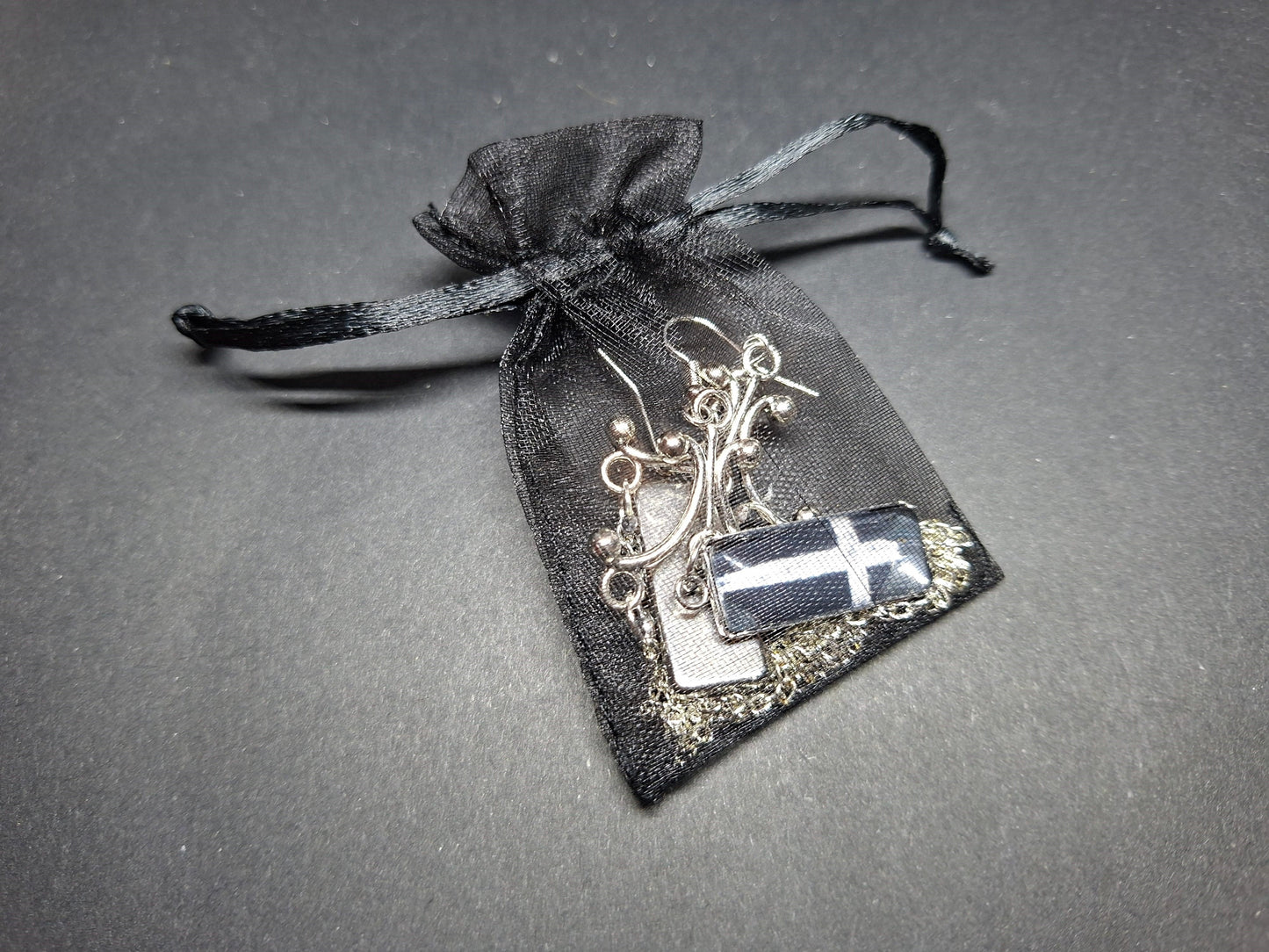 Chandelier earrings" inverted cross image with chains" :Satanic witchy witchcraft goth ritual jewelry
