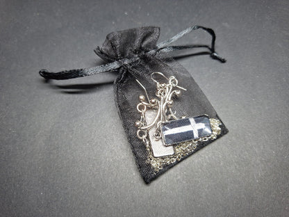 Chandelier earrings" inverted cross image with chains" :Satanic witchy witchcraft goth ritual jewelry