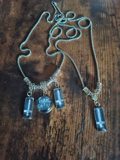 Satanic necklace "Hail Satan with inverted crosses" :goth witchy killstar occult ritual jewelry