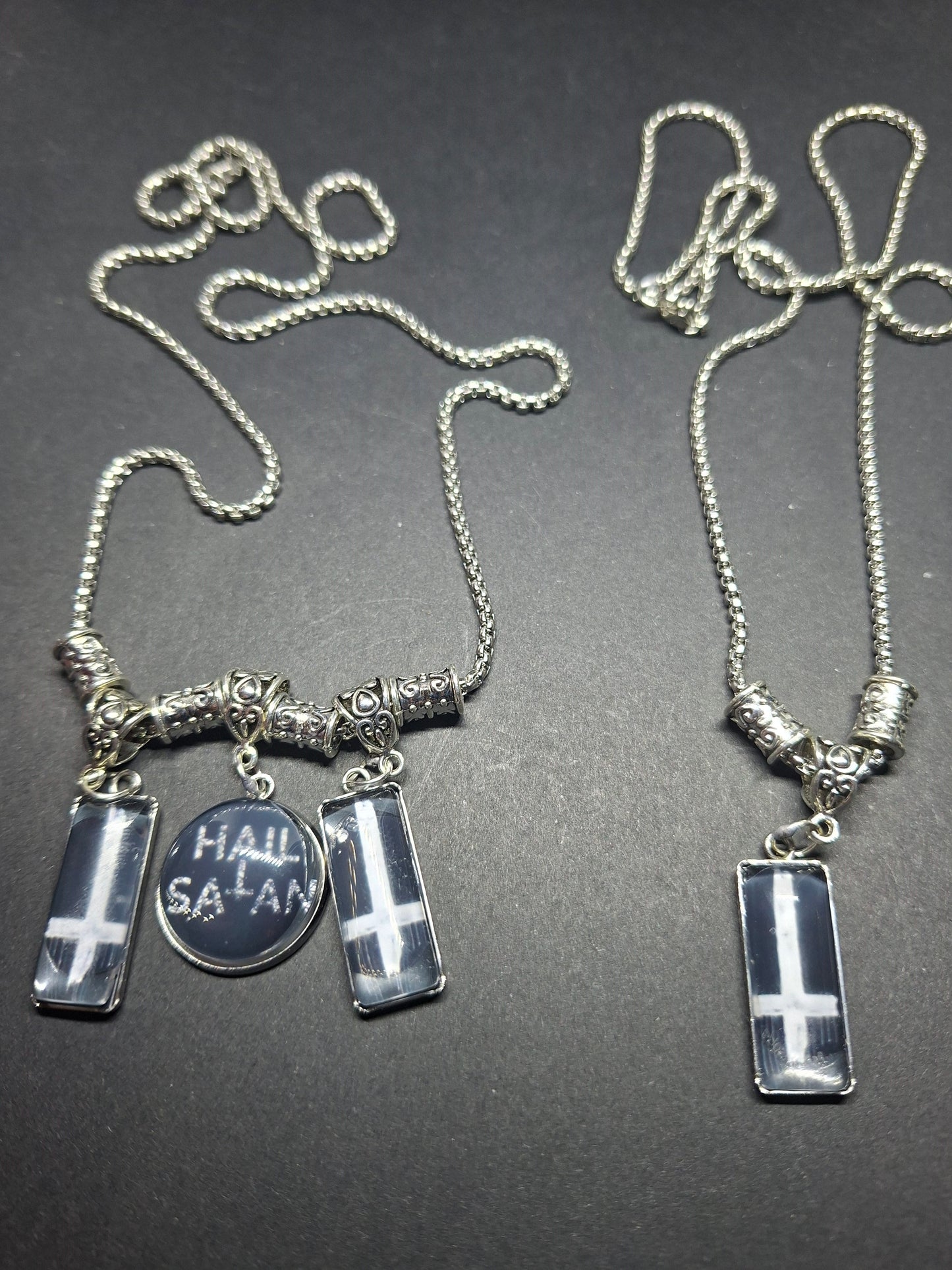 Satanic necklace "Hail Satan with inverted crosses" :goth witchy killstar occult ritual jewelry