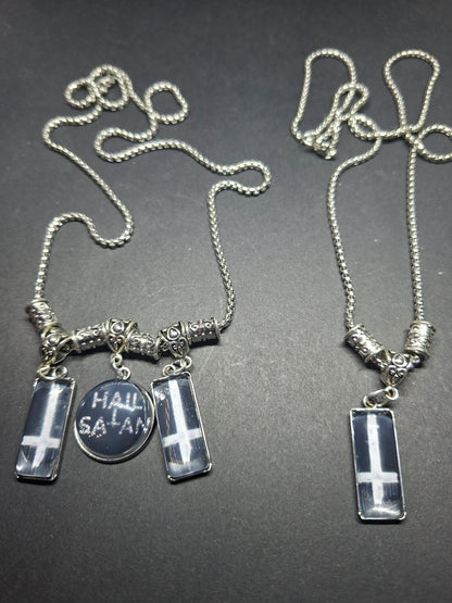 Satanic necklace "Hail Satan with inverted crosses" :goth witchy killstar occult ritual jewelry