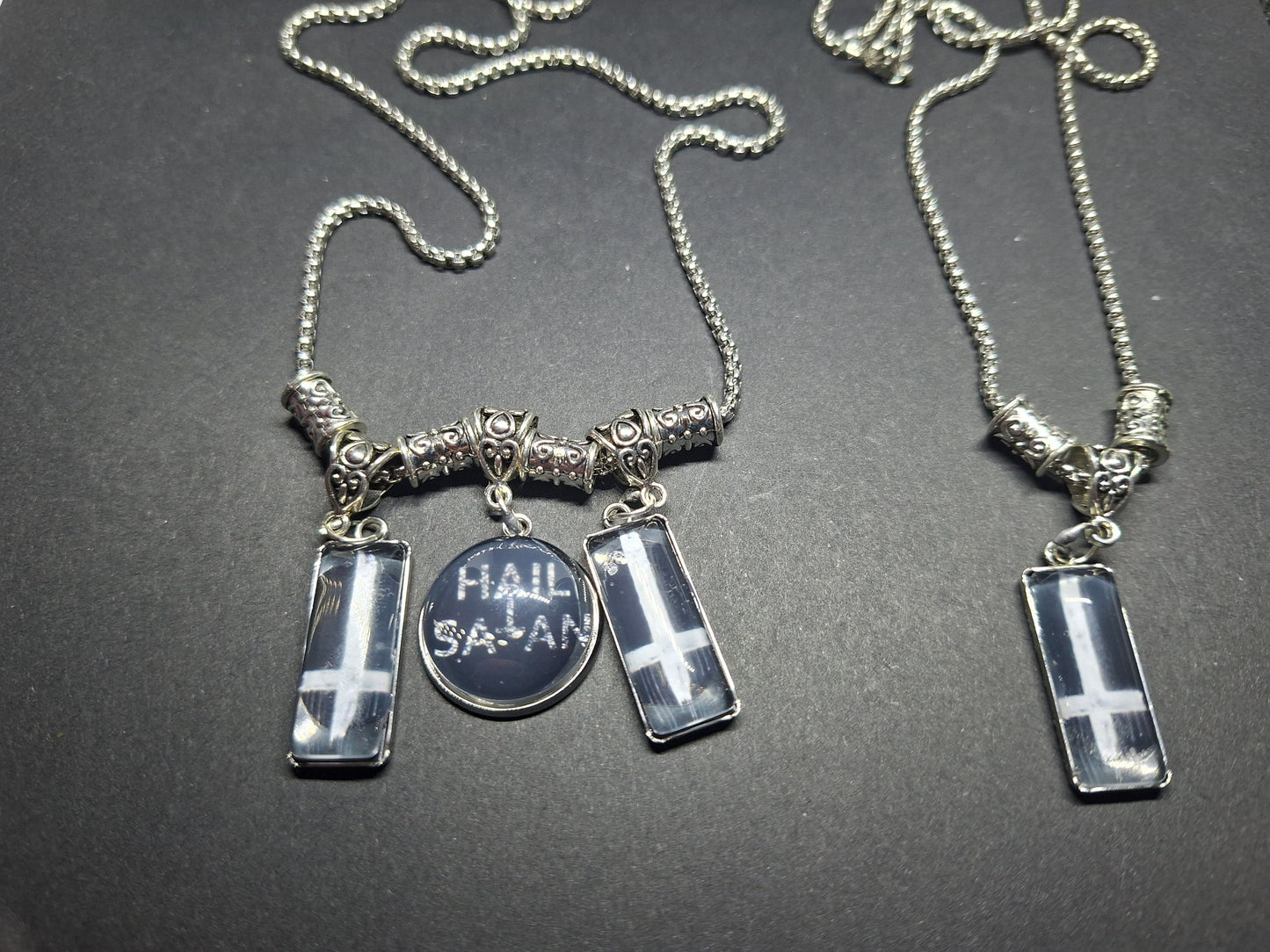Satanic necklace "Hail Satan with inverted crosses" :goth witchy killstar occult ritual jewelry