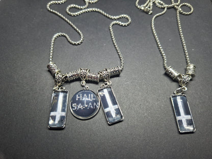 Satanic necklace "Hail Satan with inverted crosses" :goth witchy killstar occult ritual jewelry