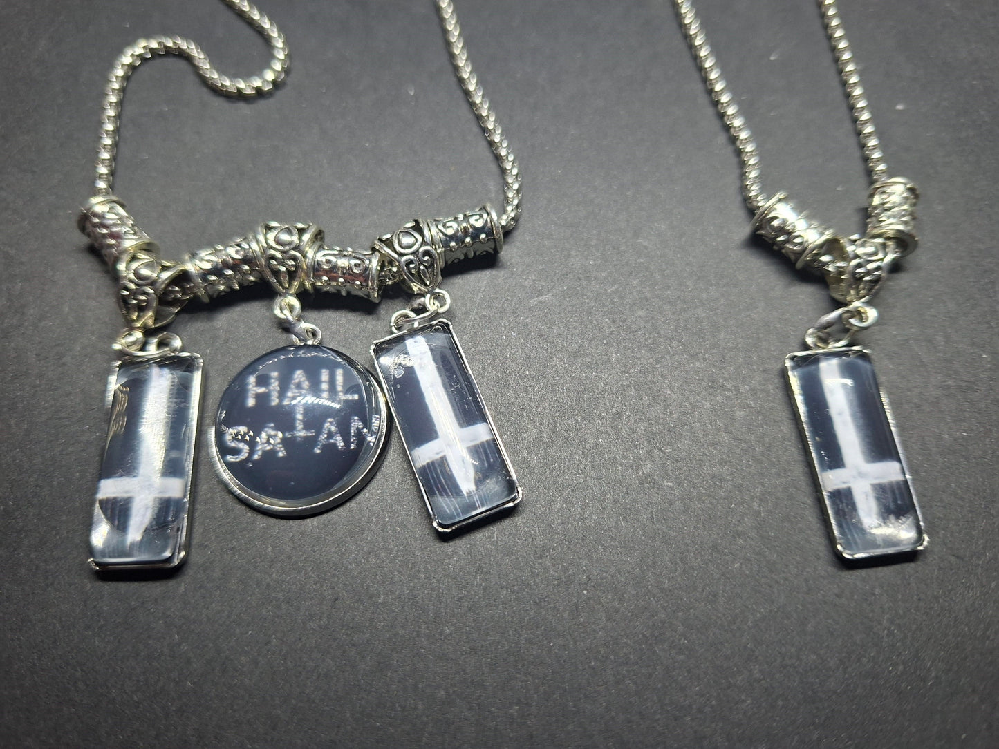 Satanic necklace "Hail Satan with inverted crosses" :goth witchy killstar occult ritual jewelry