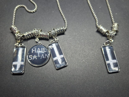 Satanic necklace "Hail Satan with inverted crosses" :goth witchy killstar occult ritual jewelry