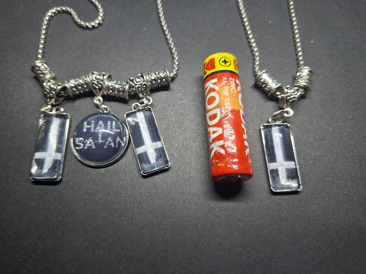 Satanic necklace "Hail Satan with inverted crosses" :goth witchy killstar occult ritual jewelry