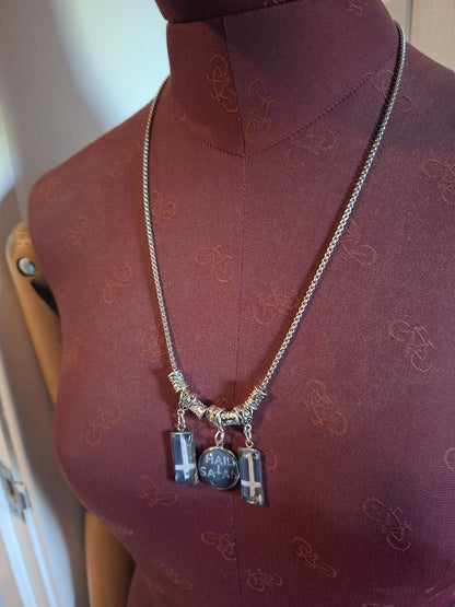 Satanic necklace "Hail Satan with inverted crosses" :goth witchy killstar occult ritual jewelry