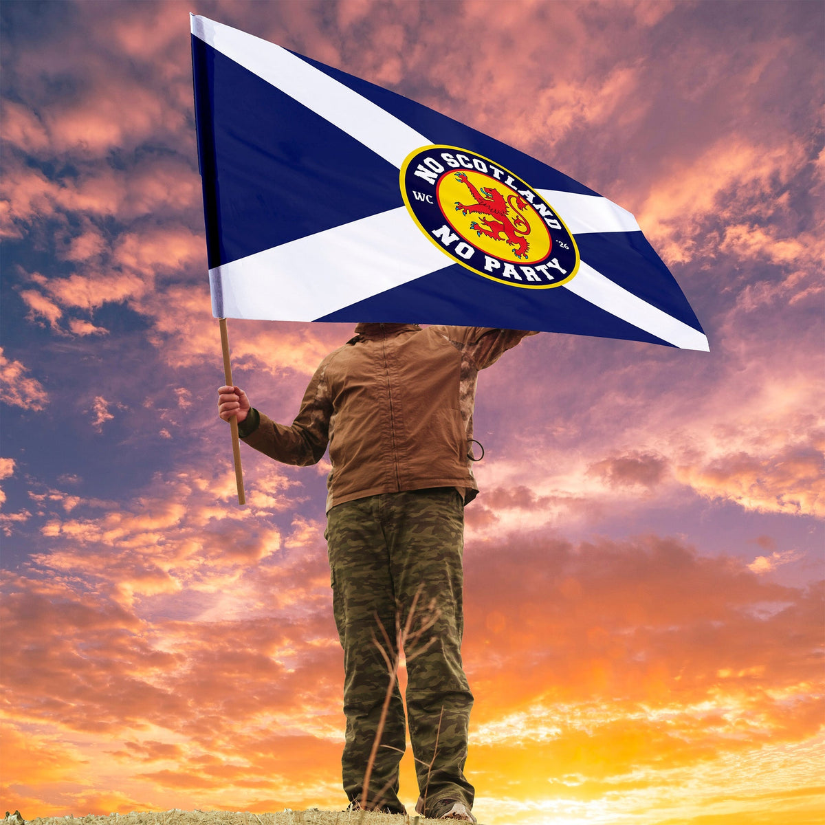No Scotland No Party Flag with Sleeve - WC26 - 4 Sizes!