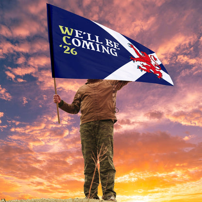 Scotland - We'll Be Coming Lion Flag with Sleeve - WC26 - 4 Sizes!