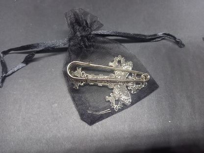 Goth Gothic Witchy Witch Killstar "Death Head Moth in ornate cross" kilt pin brooch