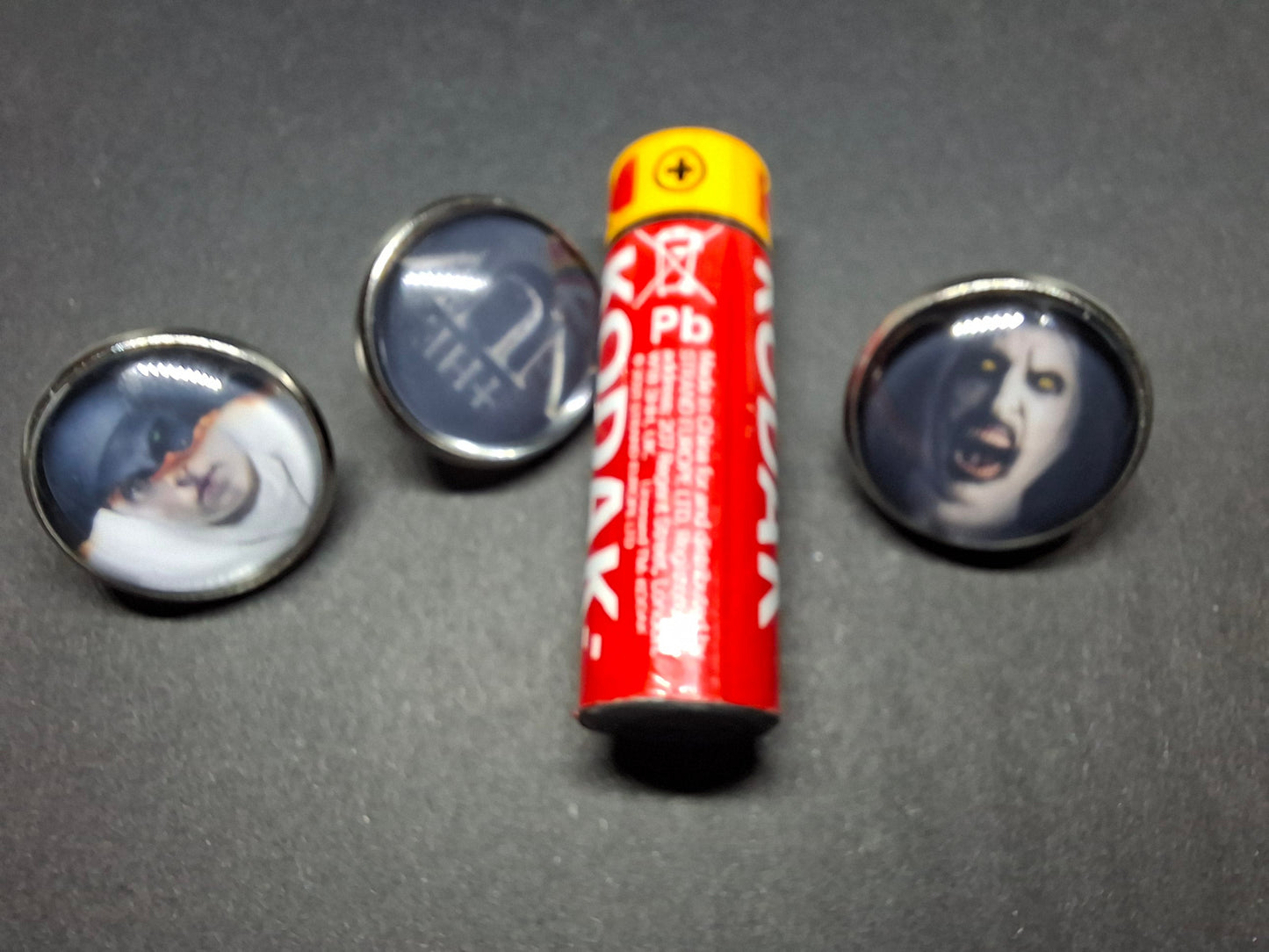 Set of 3 Snap Back Pin Badges ,The Conjuring inspired "Nun"