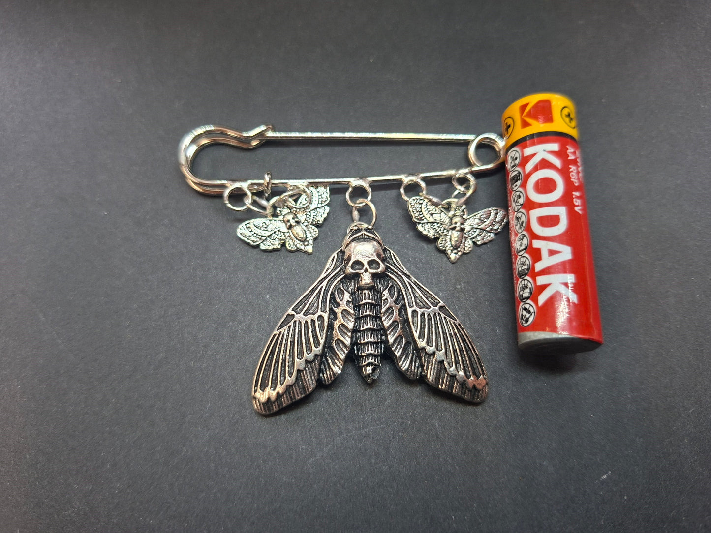 Kilt pin brooch ,3 Death head moths :goth witchy pagan witch accessory