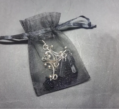 Oddity Curiosity Goth Gothic Witchy Killstar "Chandelier" Black chains and acrylic crystal earrings