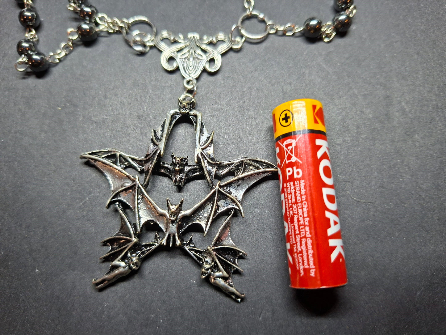 Goth Gothic Witchy Vampire "Bat Pentagram" romantic double layer rosary