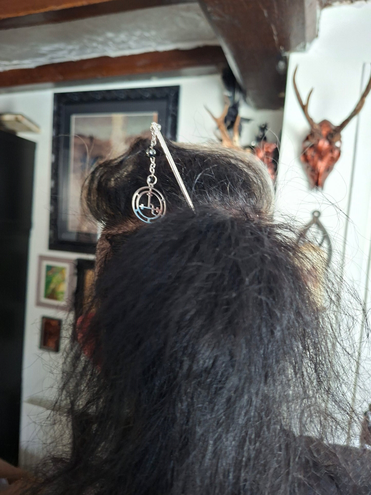 Metal hair stick with "Rosary and lilith " detail : Goth witchy killstar witch pagan accessory