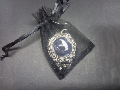 Goth Gothic Witchy Killstar Vampire " FANGS" deluxe ornate earrings with bat charm And chains
