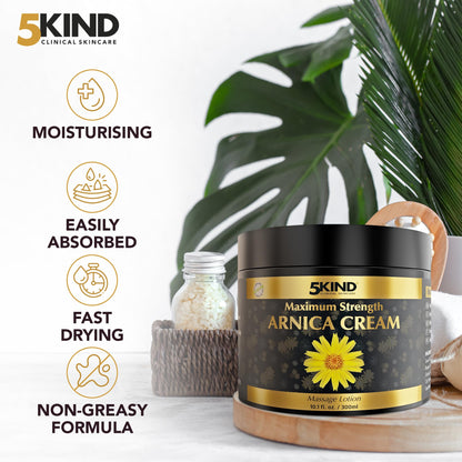 5kind Extra Strong Arnica Cream for Bruising & Swelling - 10.1 fl oz | Natural Formula