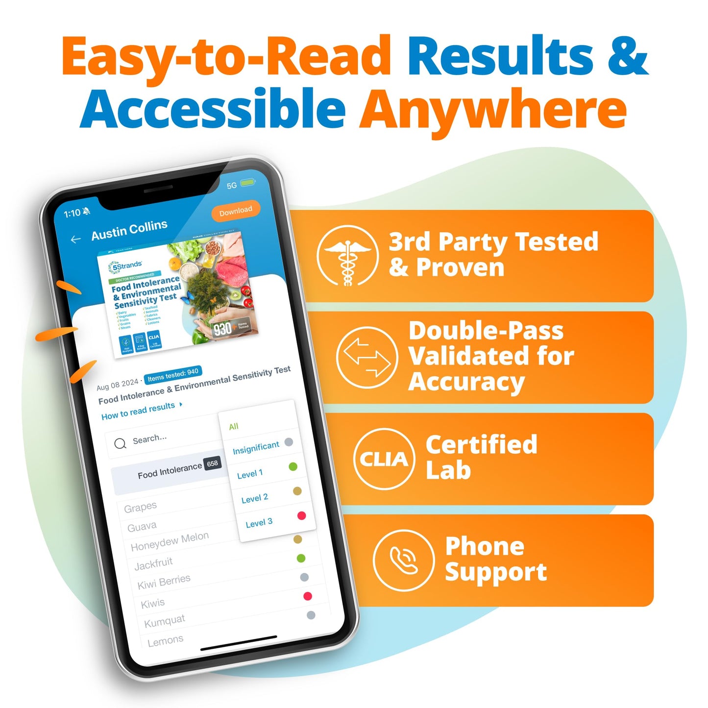 5Strands Food Intolerance & Environmental Sensitivity Test — At-Home Kit, 950 Items, 4-Day Results