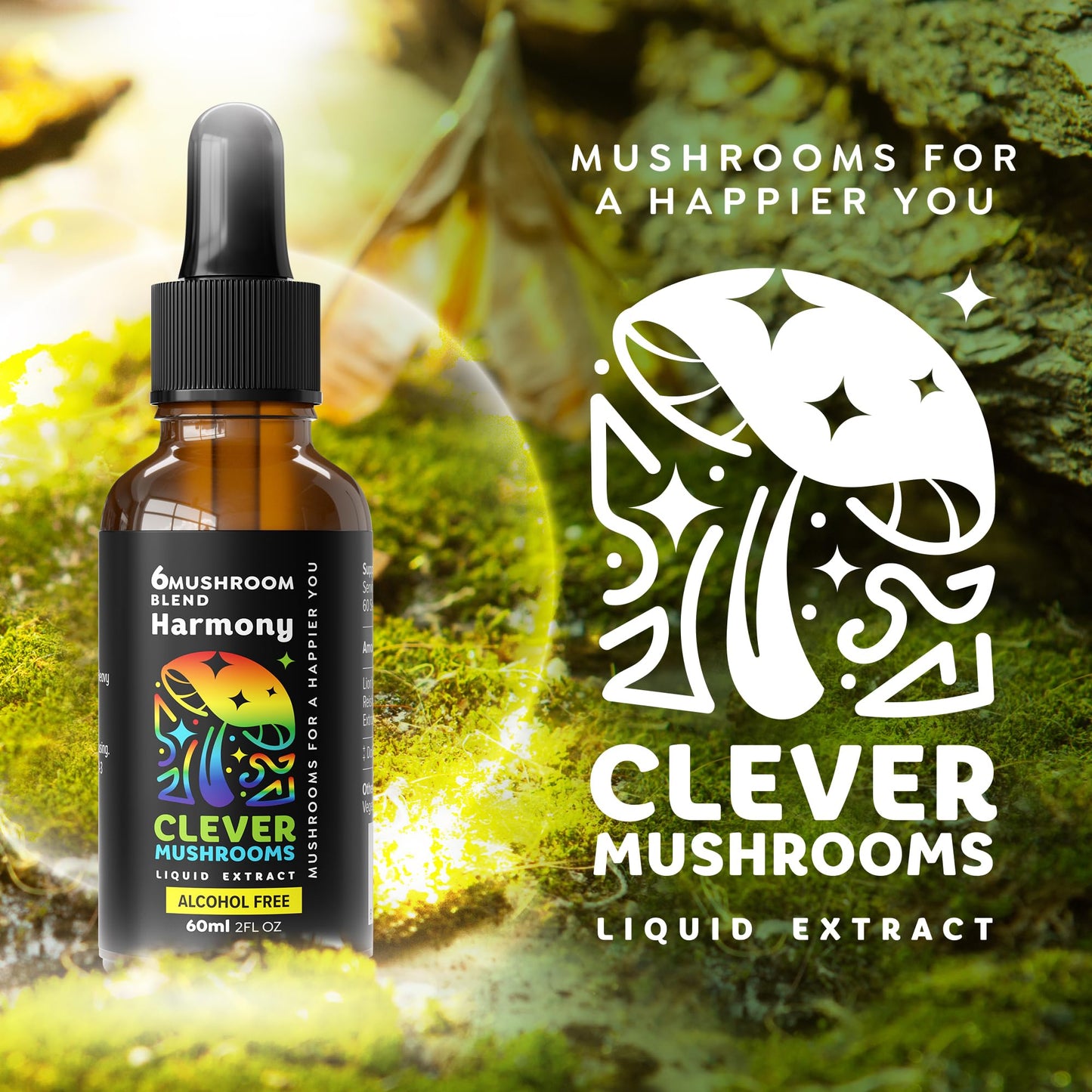 6 Blend Mushroom Liquid Extract – Alcohol-Free, US-Grown (1 fl oz)