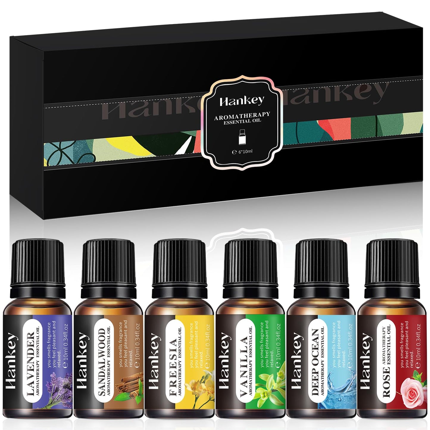 6-Piece Essential Oils Set – Lavender, Rose, Vanilla, Sandalwood, Freesia & Deep Ocean | 100% Pure