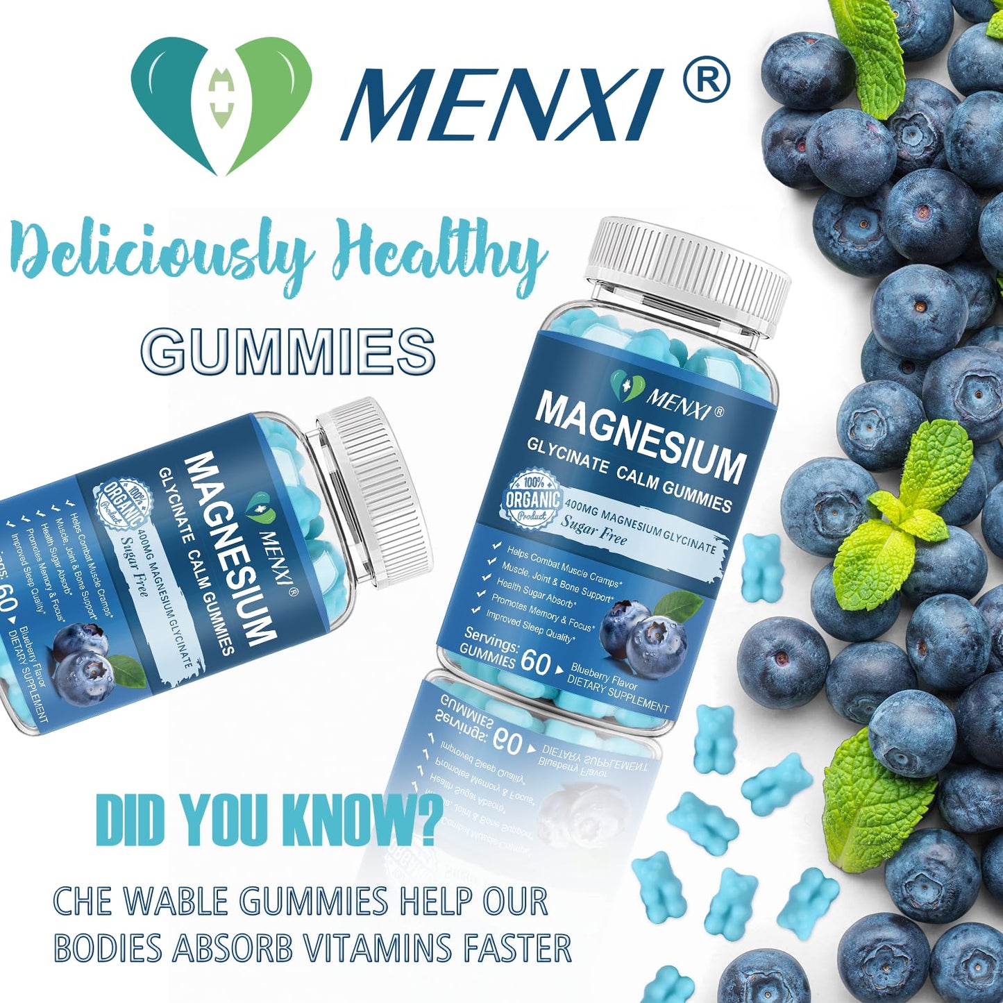 Magnesium Gummies 600mg per Serving | Glycinate 400mg + Malate 200mg