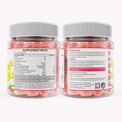 Myo-Inositol & D-Chiro Inositol Gummies 40:1 with Evening Primrose Oil for Women – Hormonal Balance, Regular Cycles, Ovarian Health, Vegan (60ct)
