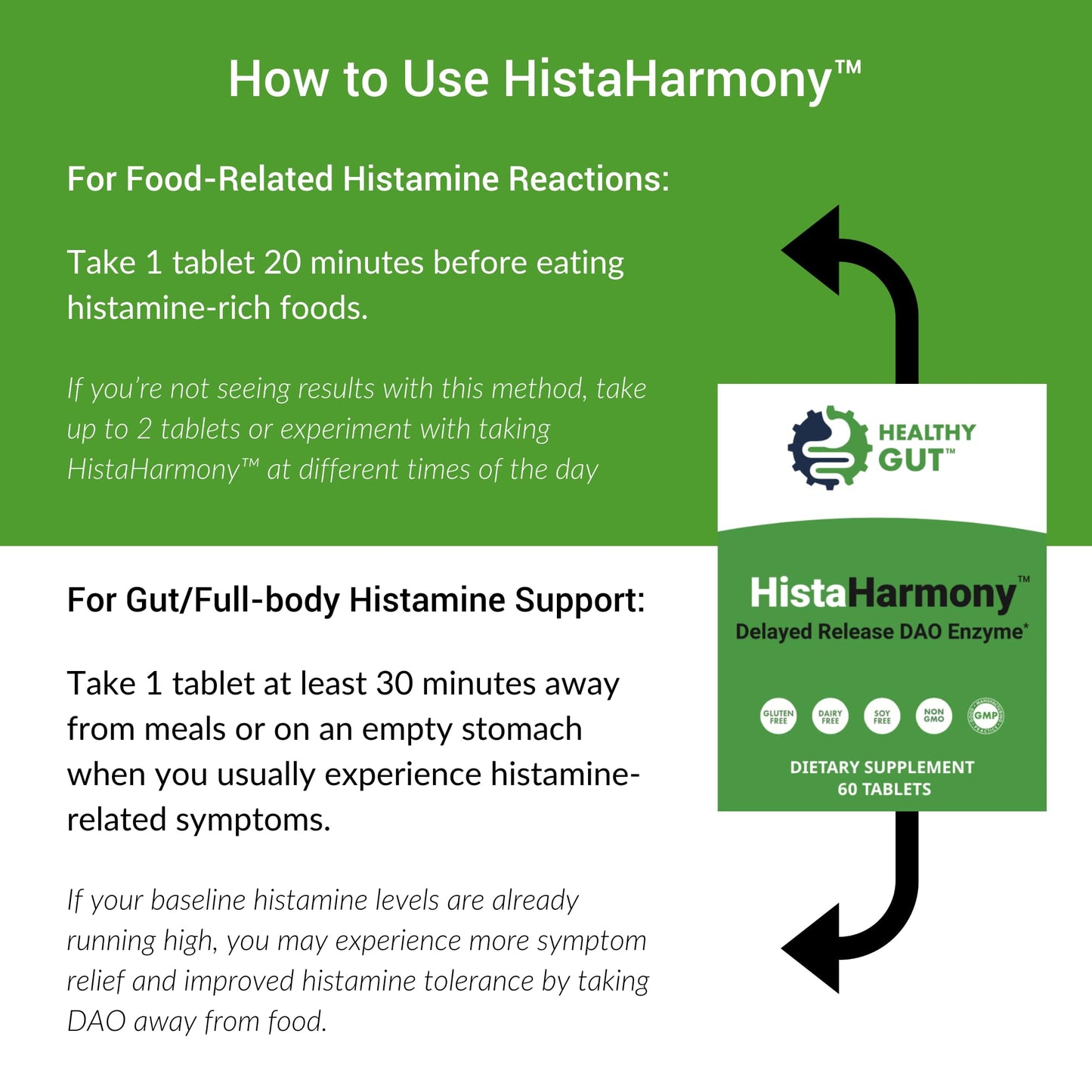 Healthy Gut HistaHarmony DAO Enzyme Supplement – 30,000 HDU, Delayed Release, 60 Servings