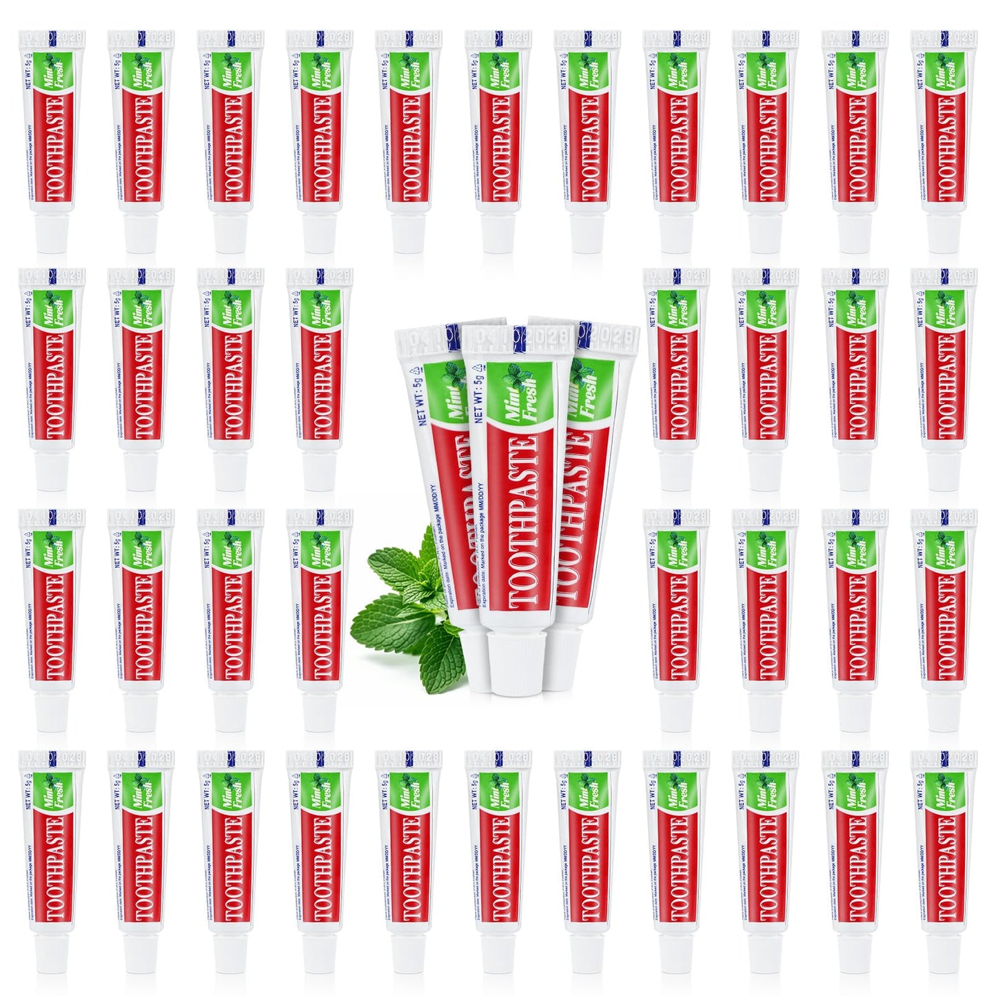 60 Tubes Travel Size Toothpaste Bulk Pack – Mint, 0.17 oz, Disposable