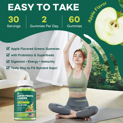 61-in-1 Super Greens Gummies for Women & Men | Probiotics, Energy & Digestive Health | Sugar Free