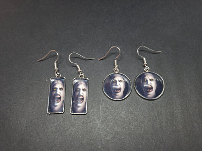 Earrings ,The Conjuring inspired "Nun" round or rectangle