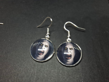 Earrings ,The Conjuring inspired "Nun" round or rectangle