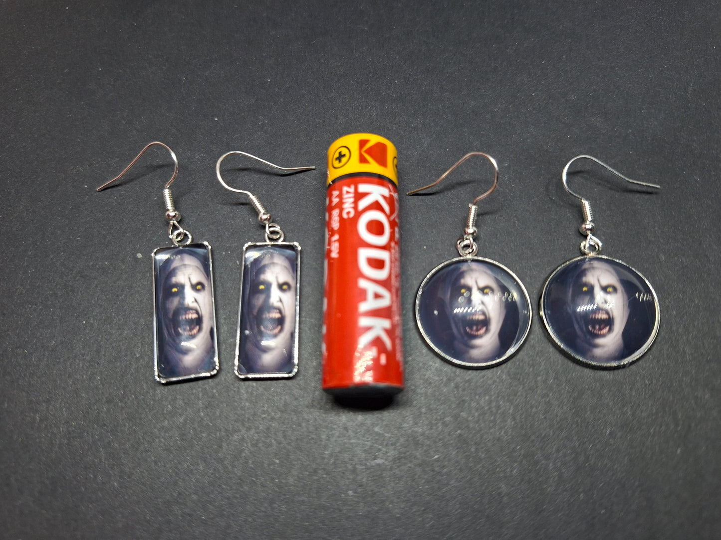 Earrings ,The Conjuring inspired "Nun" round or rectangle