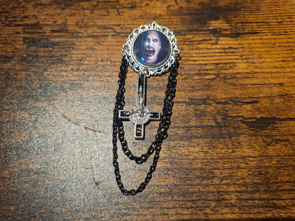 Ornate brooch with chains and inverted crucifix,The Conjuring inspired "Nun"