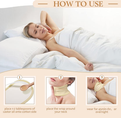 Organic Castor Oil 2 Piece Pack with a Bamboo Neck Wrap