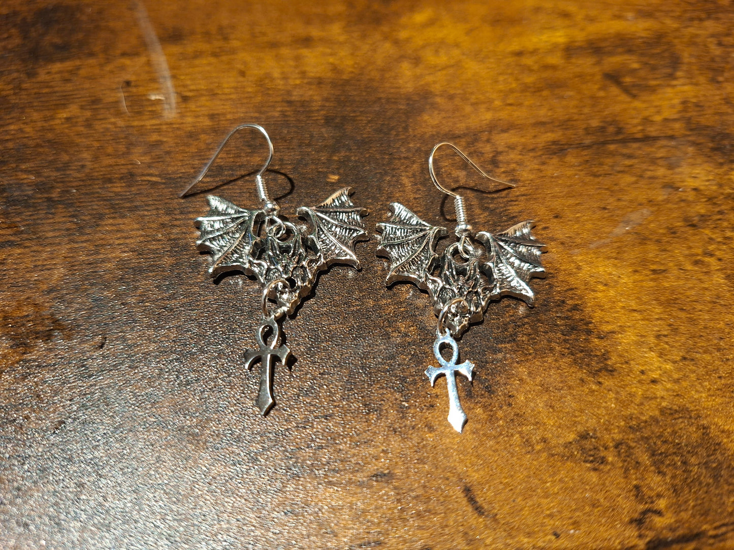 earrings ,Metal Bats with vampire masquerade ankhs : Goth Gothic Vampire Witchy Killstar