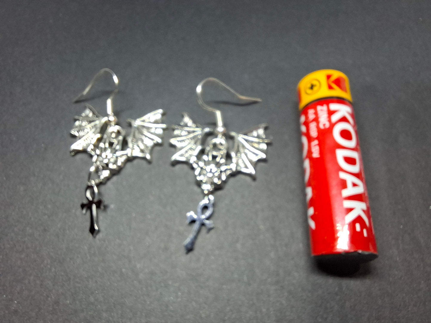 earrings ,Metal Bats with vampire masquerade ankhs : Goth Gothic Vampire Witchy Killstar