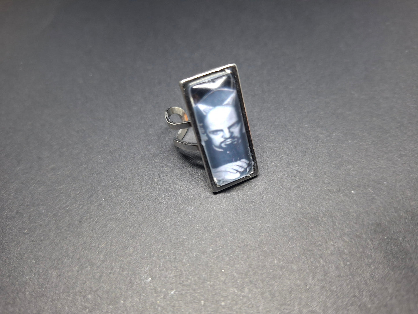 Rectangle adjustable Rings,Anton LaVey : Satanic occult goth witchy ritual jewelry