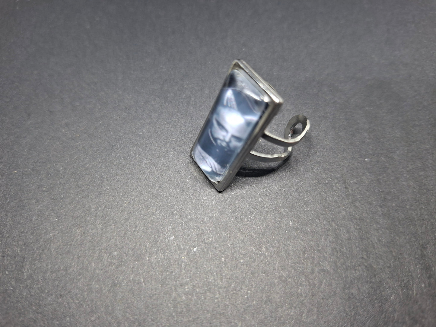 Rectangle adjustable Rings,Anton LaVey : Satanic occult goth witchy ritual jewelry