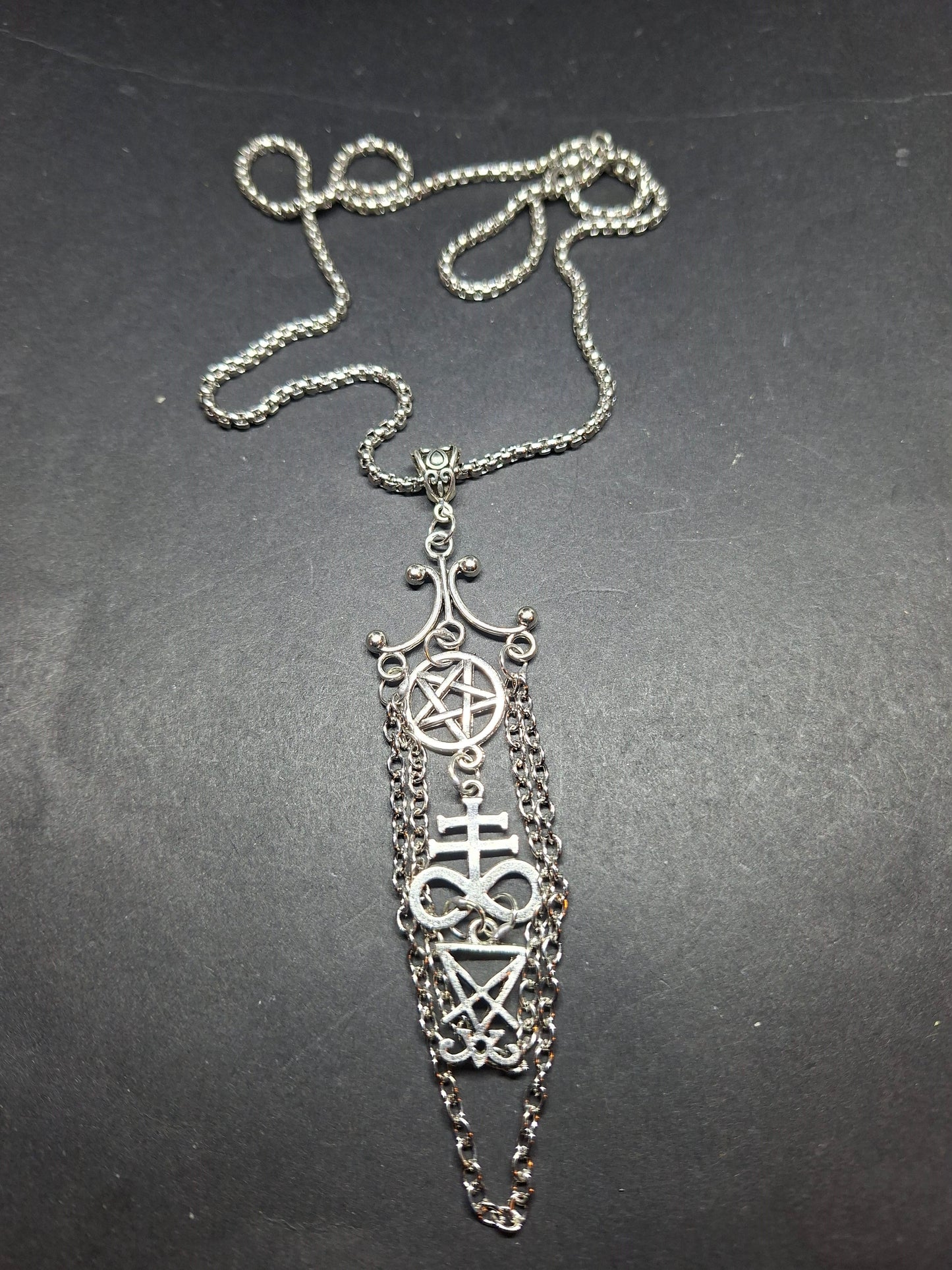 Goth Gothic Witchy witch witchcraft killstar Occult satanic "Satanic Trinity" chandelier necklace