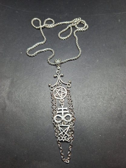 Goth Gothic Witchy witch witchcraft killstar Occult satanic "Satanic Trinity" chandelier necklace