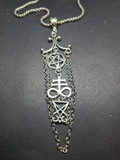 Goth Gothic Witchy witch witchcraft killstar Occult satanic "Satanic Trinity" chandelier necklace