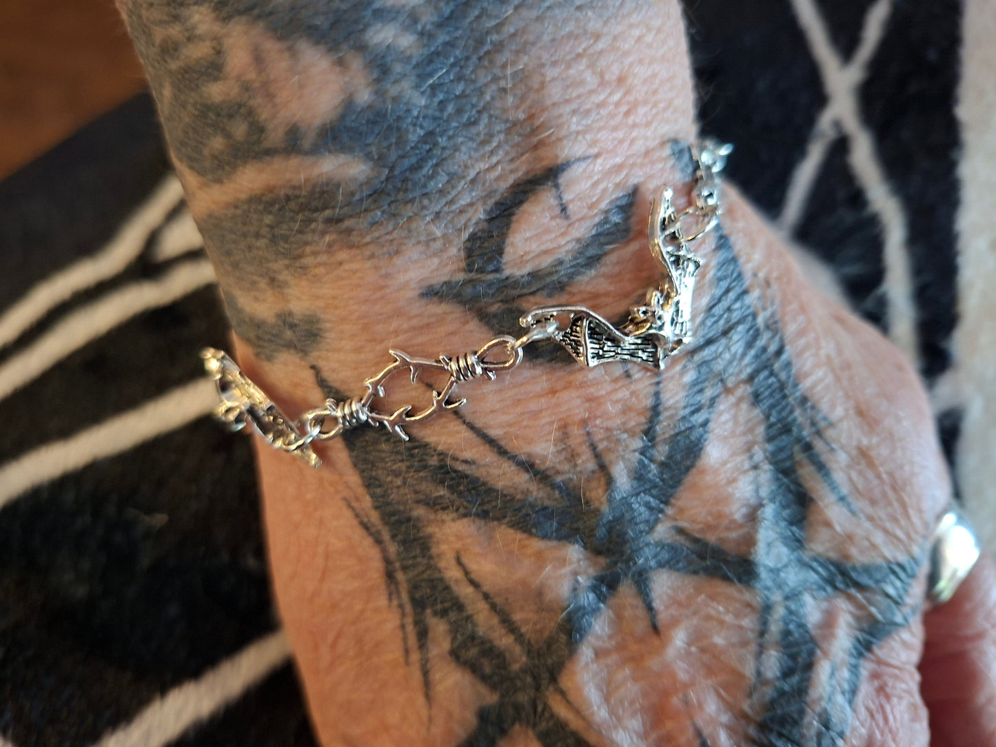 Bracelet, Bat and thorn detail LARP cosplay Vampire Jewelry :goth gothic witchy