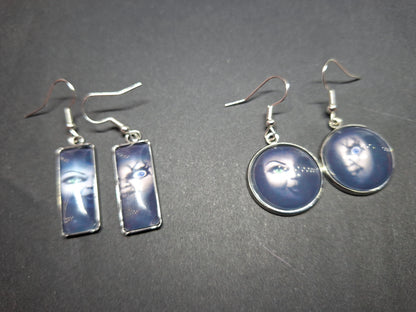 Round & Rectangle image earrings inspired by "Bride of Chucky " Chucky and tiffany