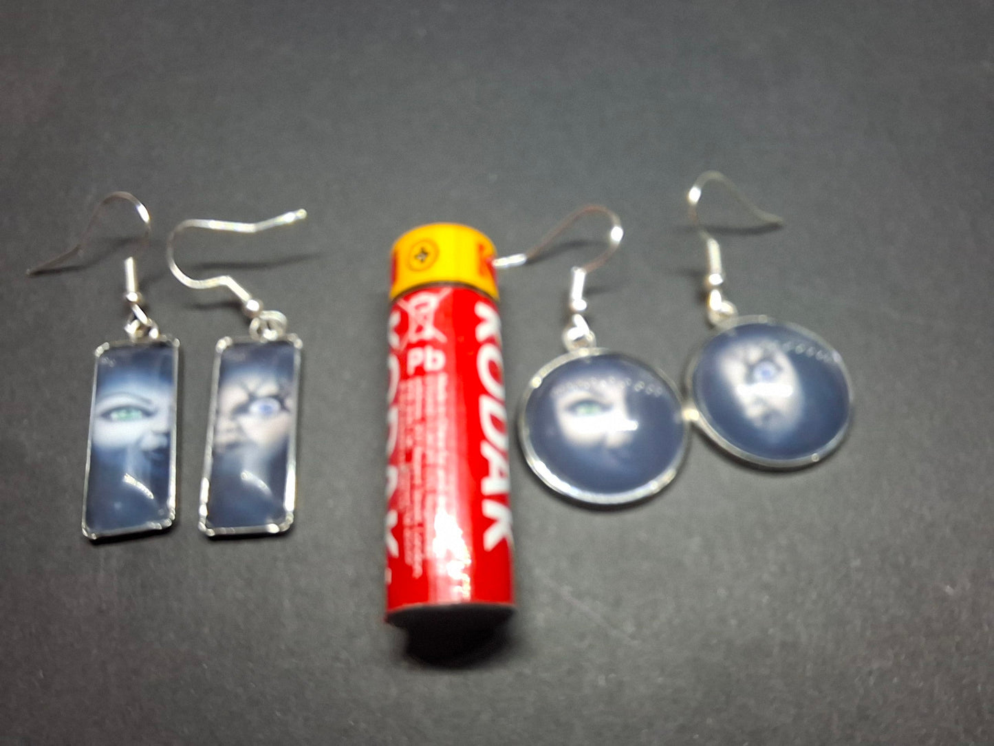 Round & Rectangle image earrings inspired by "Bride of Chucky " Chucky and tiffany